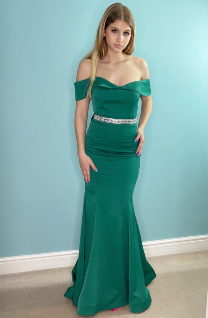 ELLA BOW DRESS - Emerald Green