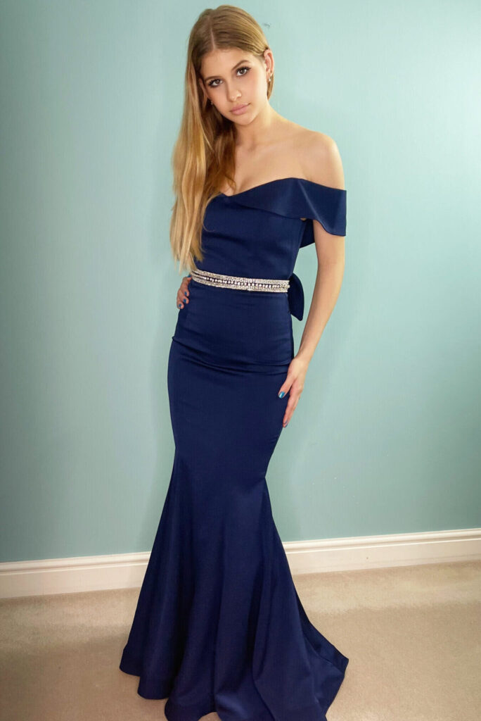 ELLA BOW DRESS - Navy
